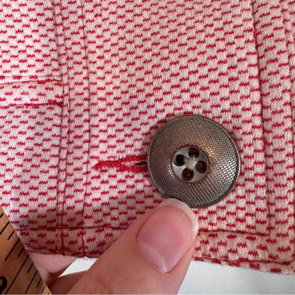 Cabi Red Cropped Blazer Jacket Womens M Holiday Business Casual Metal Buttons - Image 4