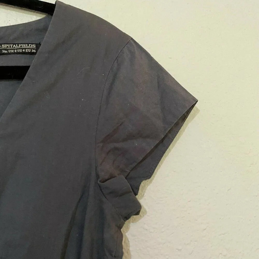 All Saints Grey Twist Front Mini Casual Dress Womens 4 Satin Whimsigoth Preppy - Image 5