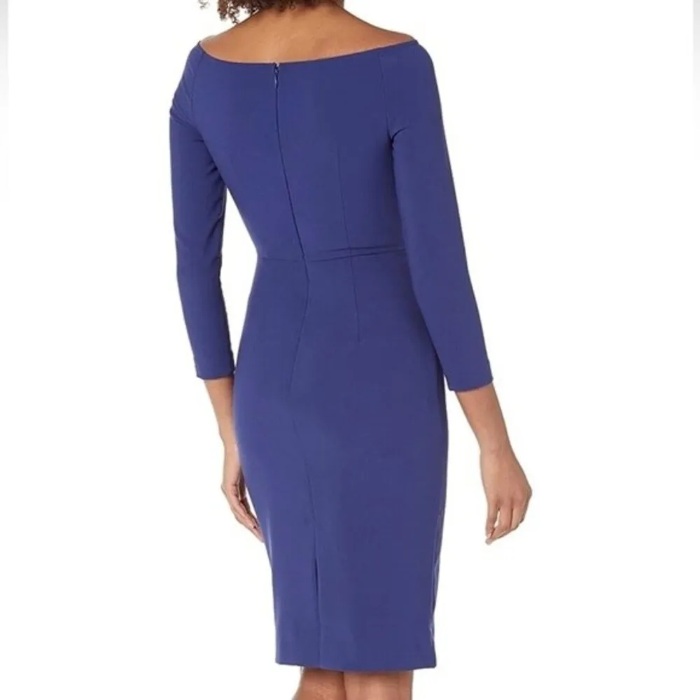 LIKELY Duchess Dress Royal Blue OTS Off The Shoulder Bodycon Midi Women’s Size 6 - Image 6