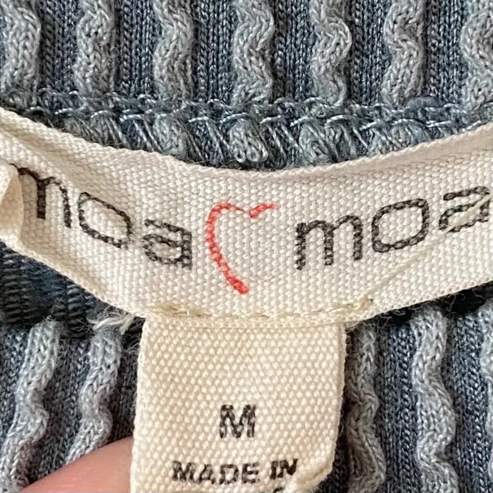 MOA MOA Adjustable Scrunched Side Midi Dress Size Medium Textured Dusty Blue - Image 4