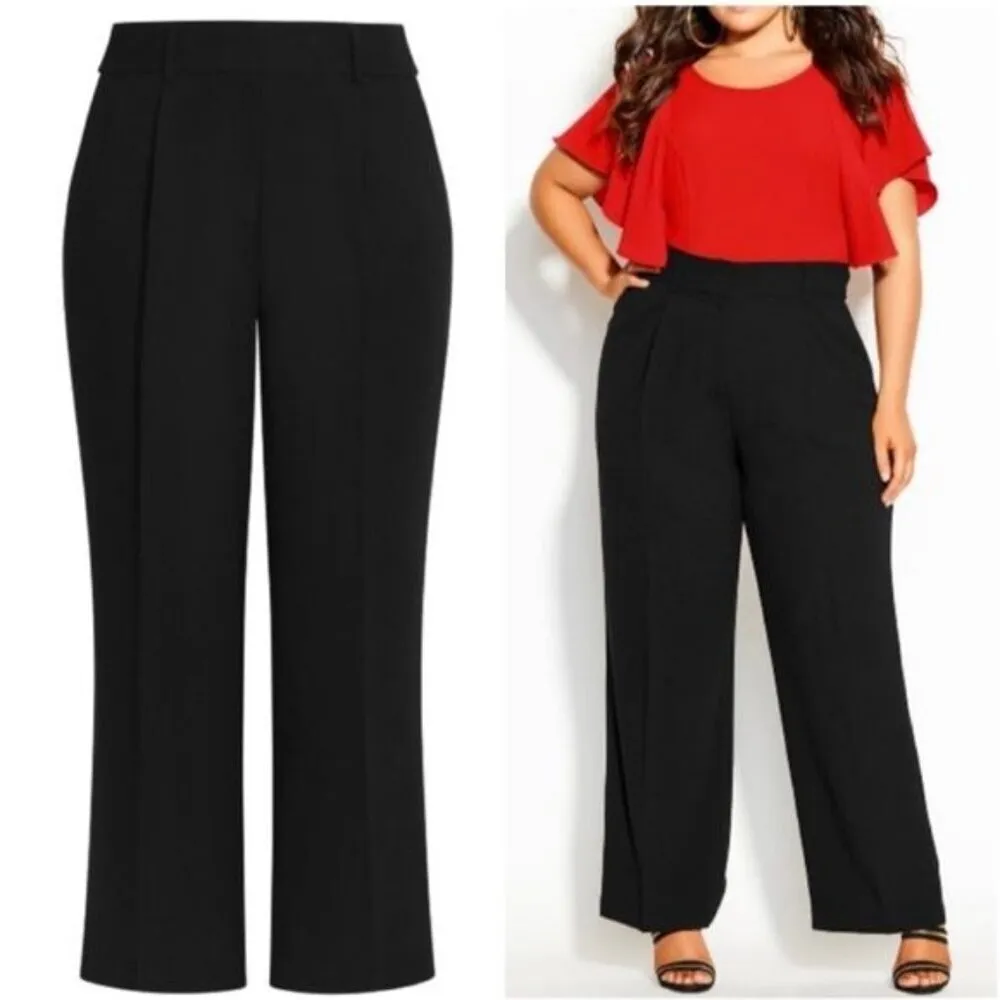 NEW City Chic High Rise Wide Leg Essential Black Trouser Pants Size 14 - Image 2