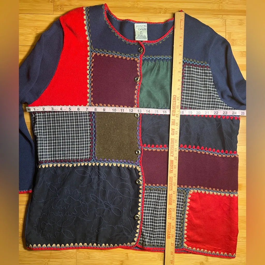 Allison Daley knitted Hippie Patchwork Long Sleeve Granny Cardigan Sweater|Sz:2x - Image 8