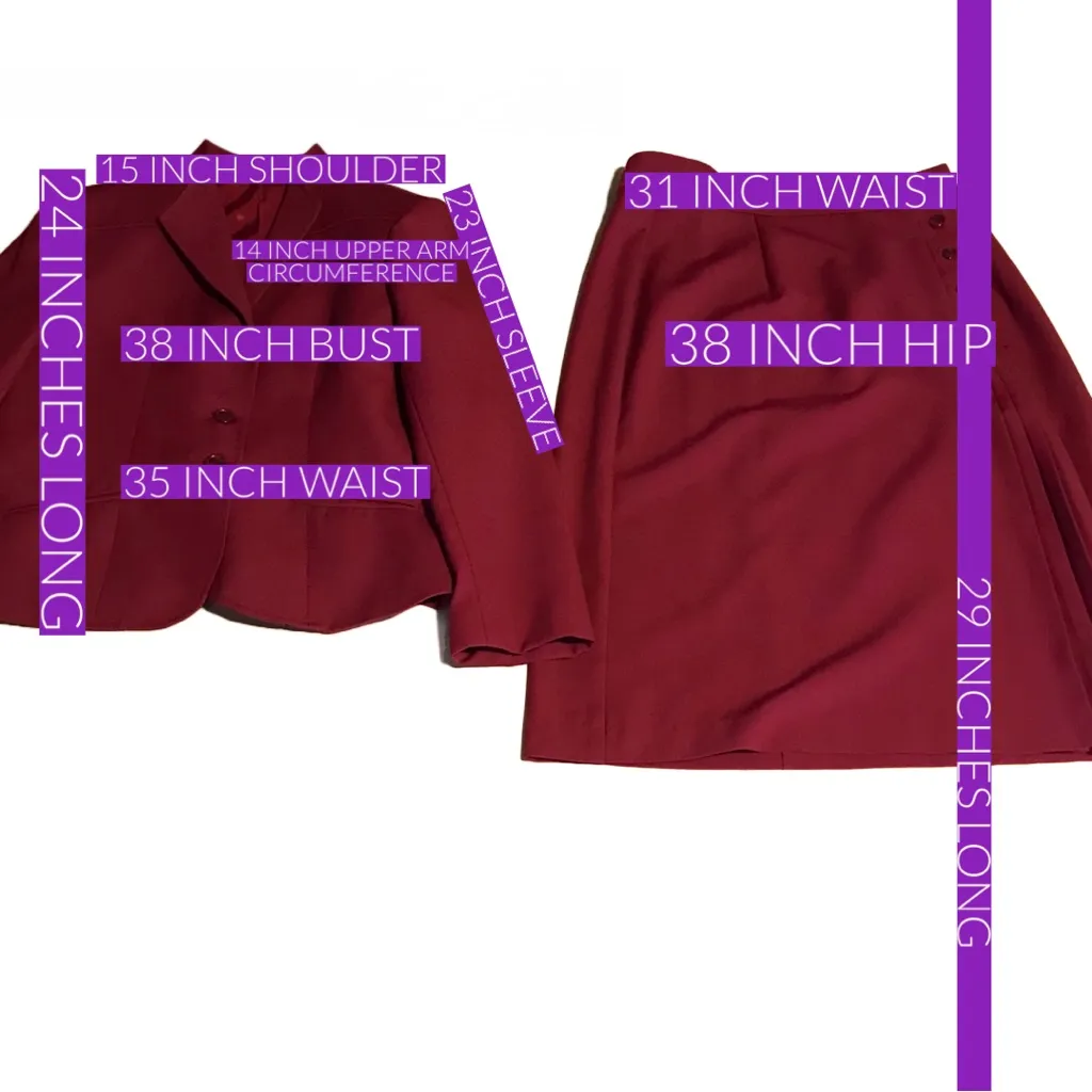 VINTAGE CIRCA 1970'S VILLAGIO SPORT RED SKIRT & BLAZER SUIT (14) - Image 14