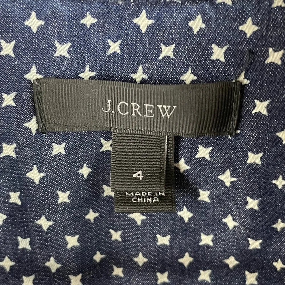 J. Crew Keeper Chambray Button Down Shirt in Star Dot Women's Size 4 Preppy - Image 5