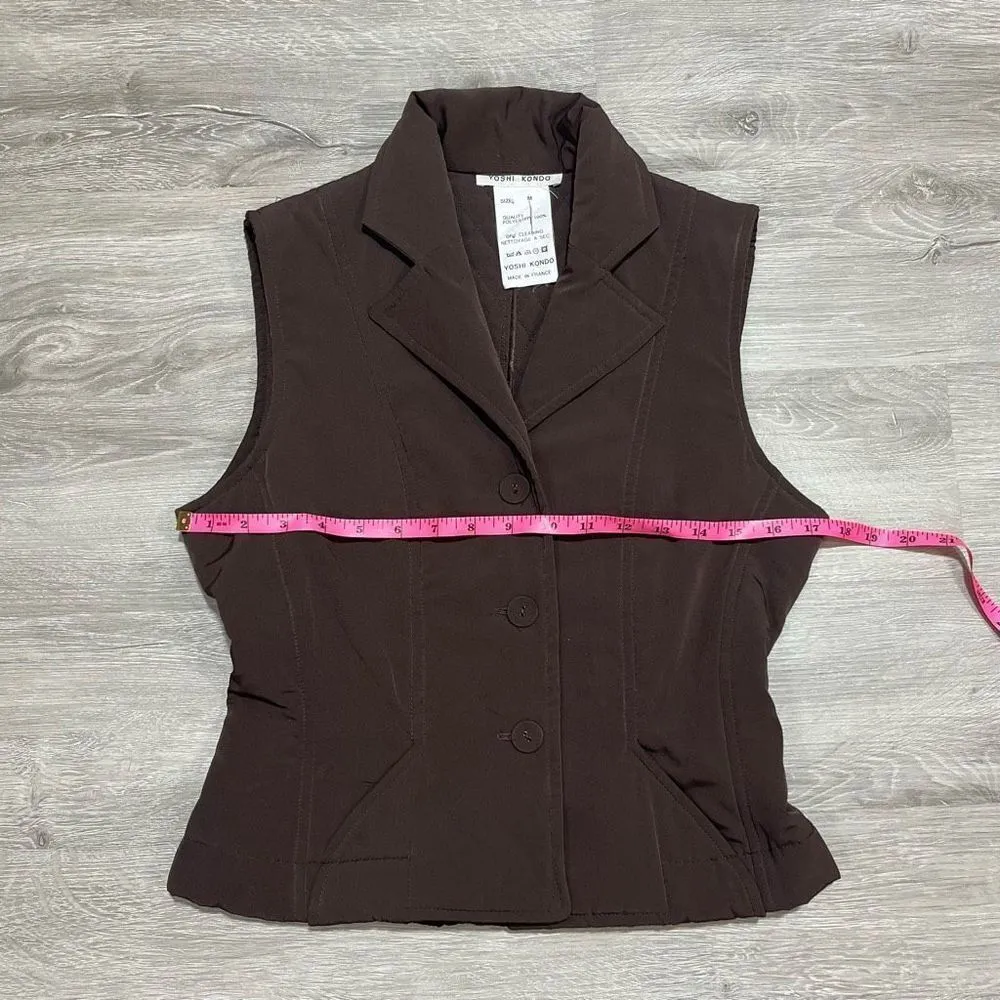 Designer Yoshi Kondo Two Piece Vest and Skirt Women’s Size Medium Brown - Image 13