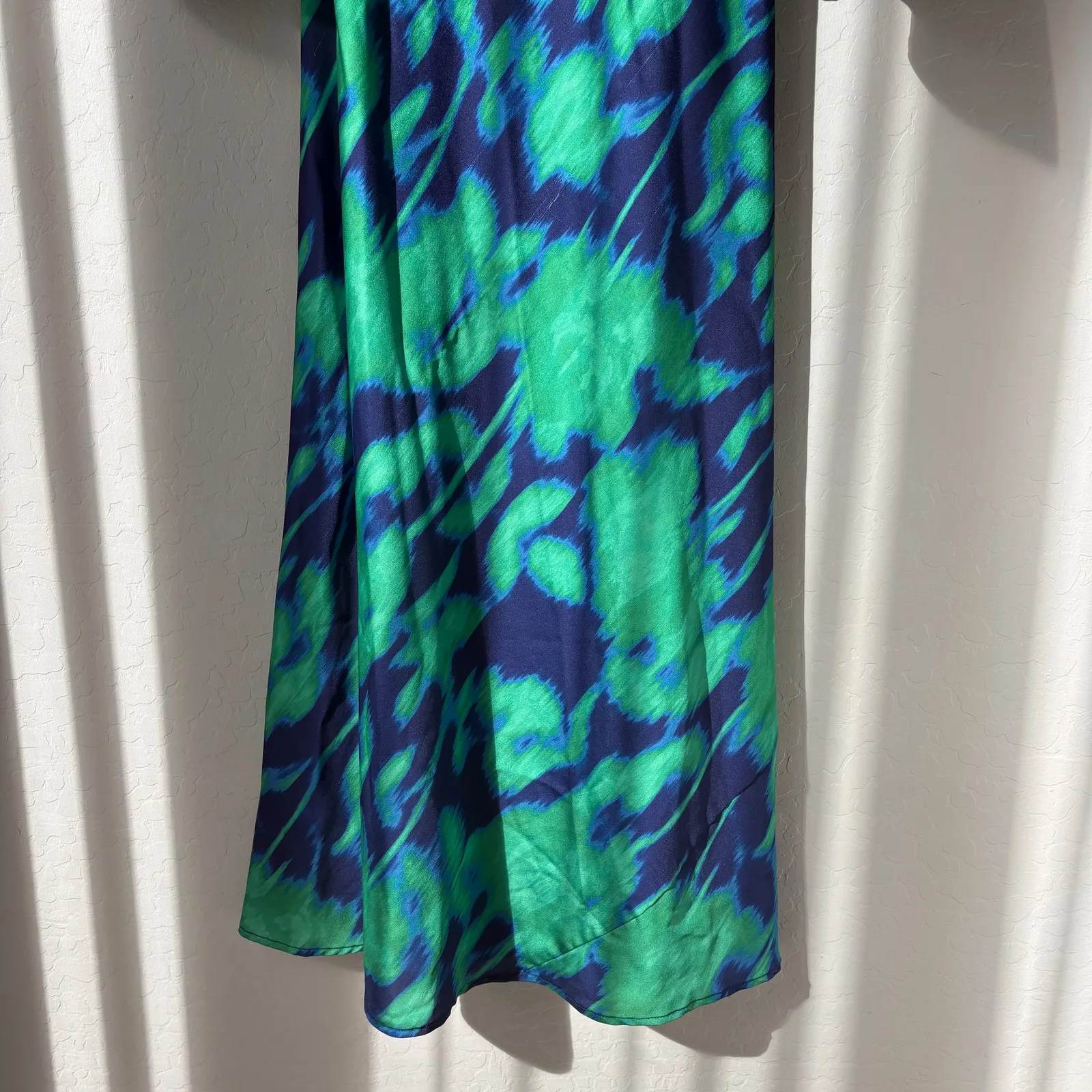 The Wolf Gang Dress Calypso Green Blue Abstract Long Sleeve Maxi Dress Size M Size M - Image 5