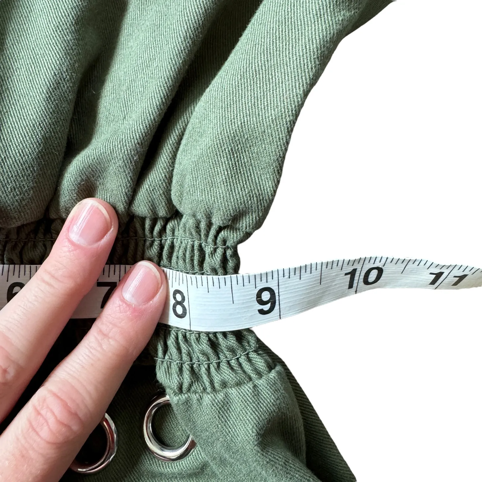 Maje Grommet Mini Dress Olive Green - Image 12