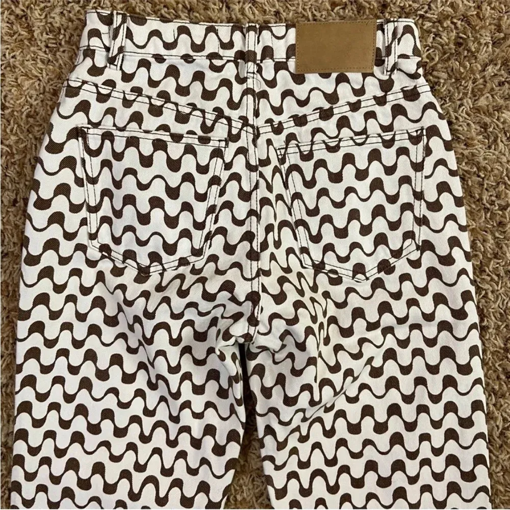 Cotton On High Rise Super Stretch Straight Leg Wavy Geometric Printed Jeans sz 4 - Image 10