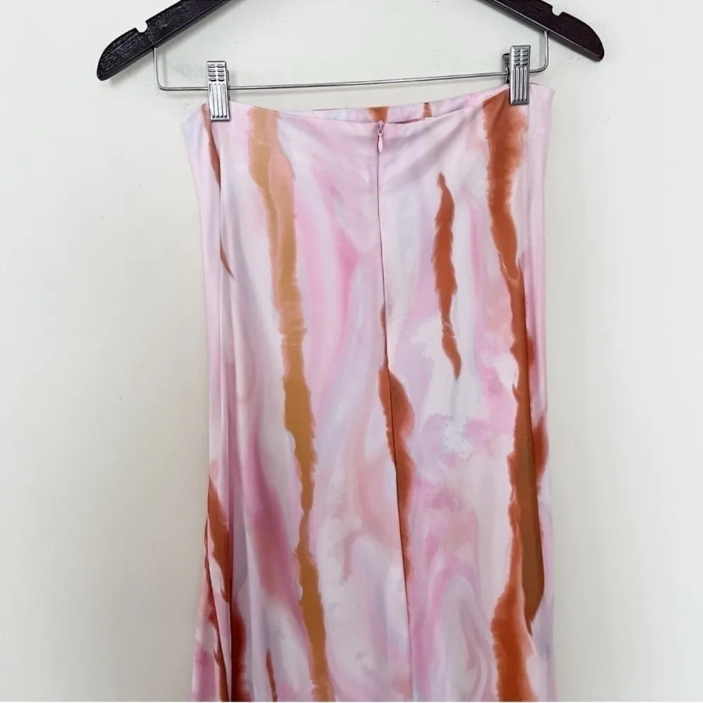 AMYLYNN Pink/Brown Tie Dye Adjustable Side Cinched Skirt Midi Length Size Medium Pink - Image 6