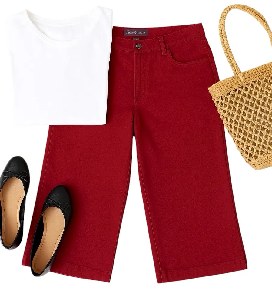 Gloria Vanderbilt Amanda Women’s Red Cropped Cotton Twill Pants Size 14 in EUC - Image 1