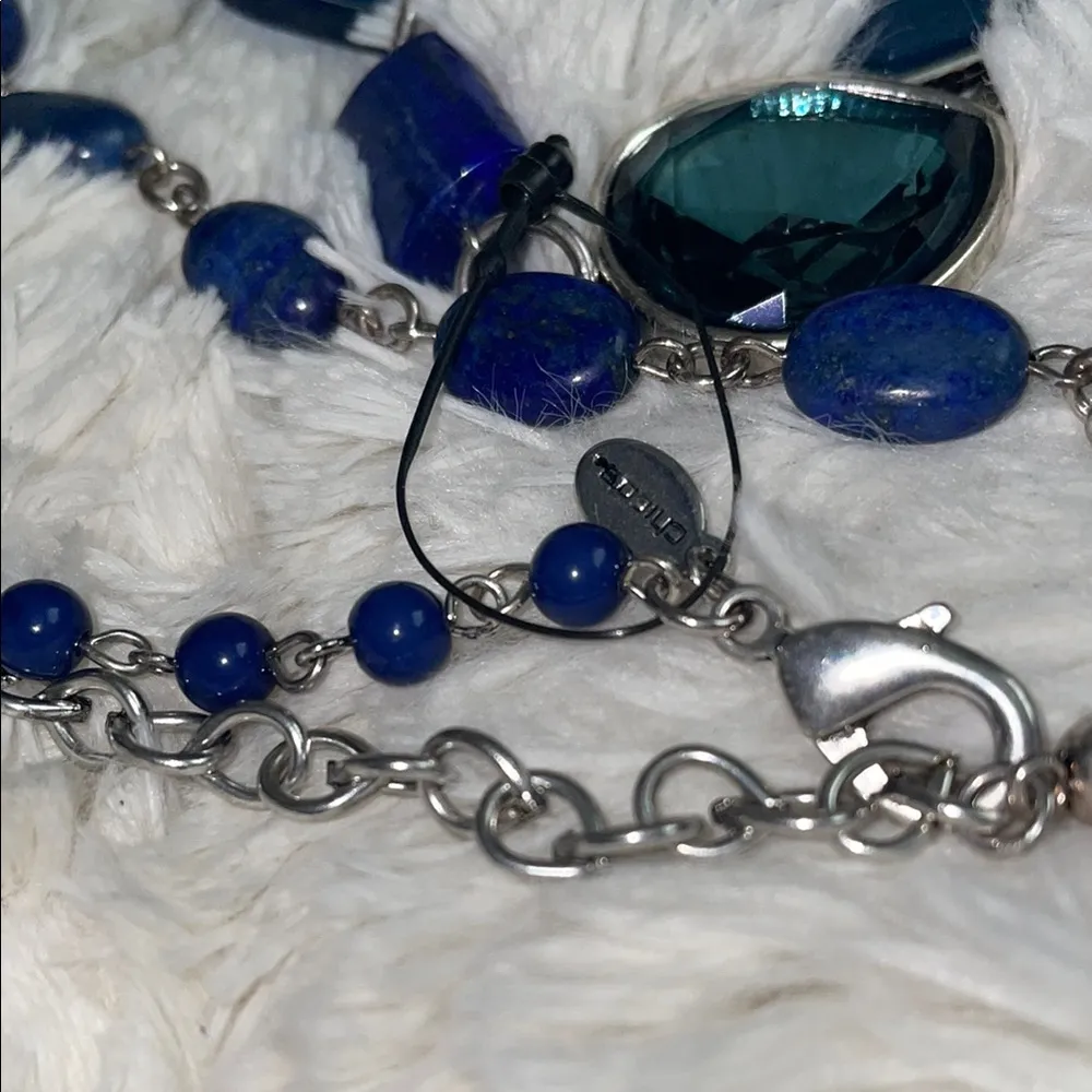 NWT $58 Chico's Blue Beaded Necklace with Glossy Finish - Image 4