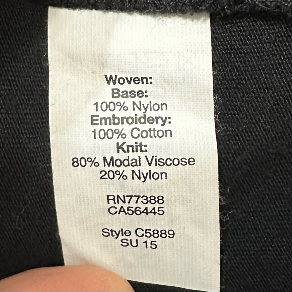 J. Crew Embroidered Floral Lace Overlay Black Tank Top, Size XL - Image 9