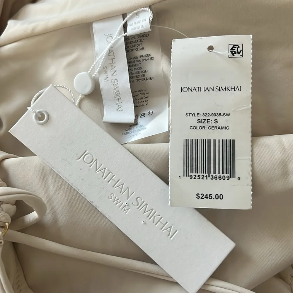 Jonathan Simkhai Shea Macramé One Piece Swimsuit in Ceramic, Size S New w/Tag White - Image 7