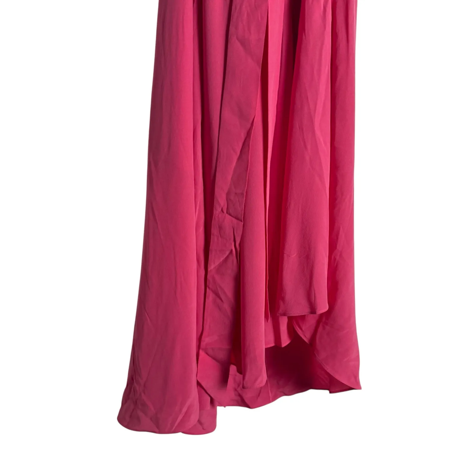 Equipment Alejandra Raspberry Sorbet Pink Sleeveless Asymmetric Silk Midi Dress - Image 9