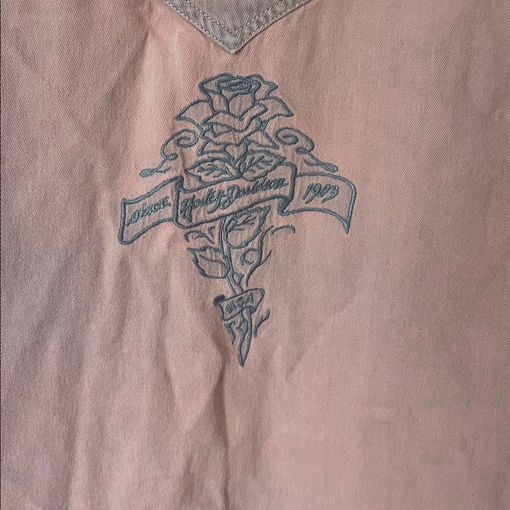 Harley Davidson Women’s Pink Pearl Snap Sleeveless Biker Vest, size Large # - Image 6