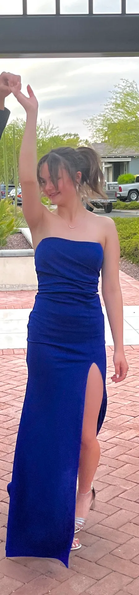 Blue Strapless Dress - Image 5