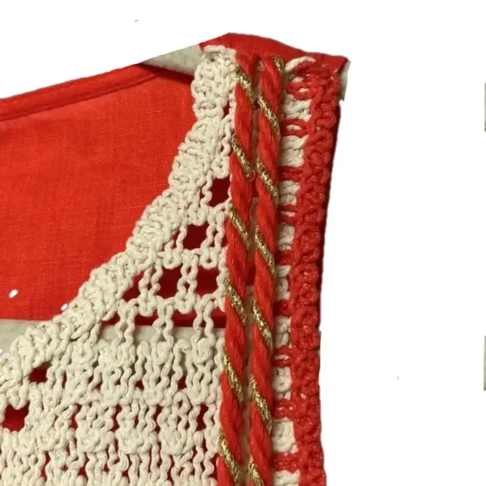 NWT linen top Marc New York womens medium spring linen cream crochet tassel rope - Image 6
