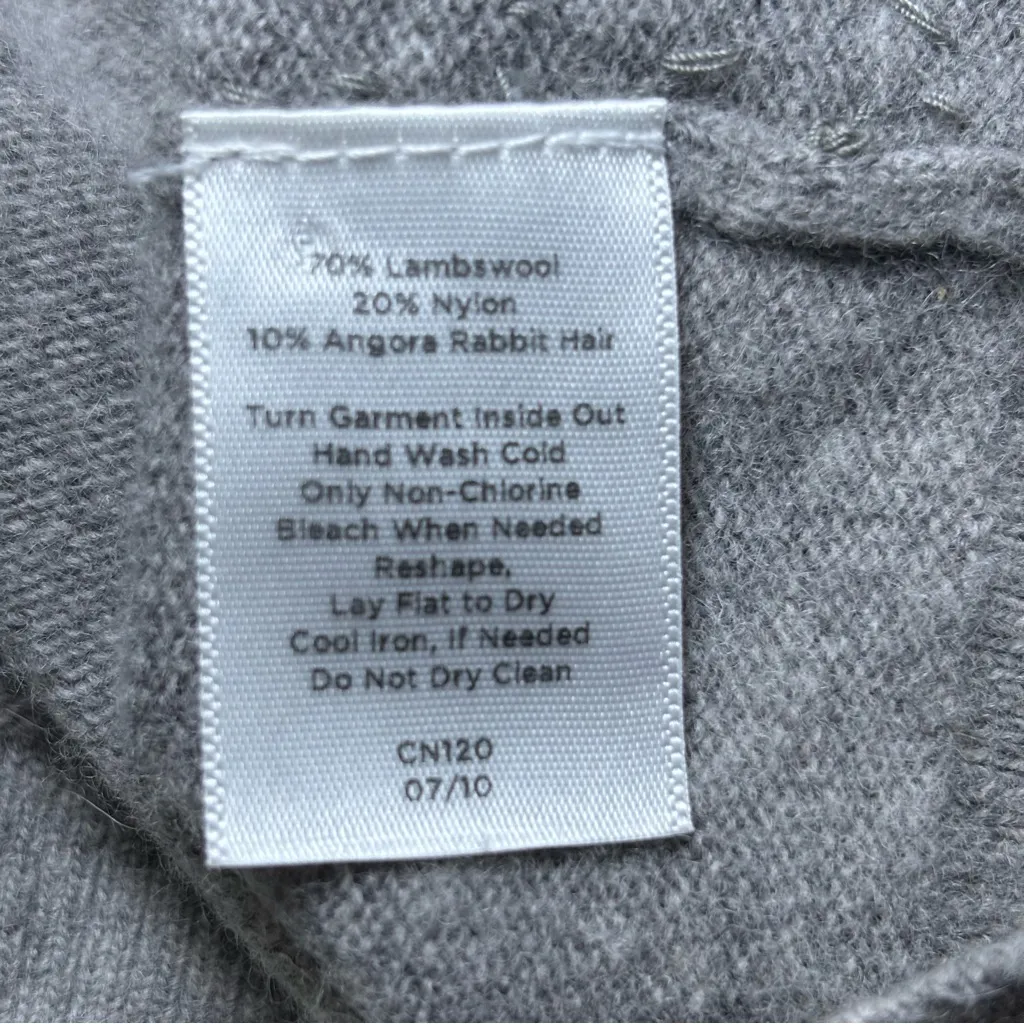 Talbots Sequin Cardigan Sweater Lambswool Business Casual Career Church Gray Tan - Image 11