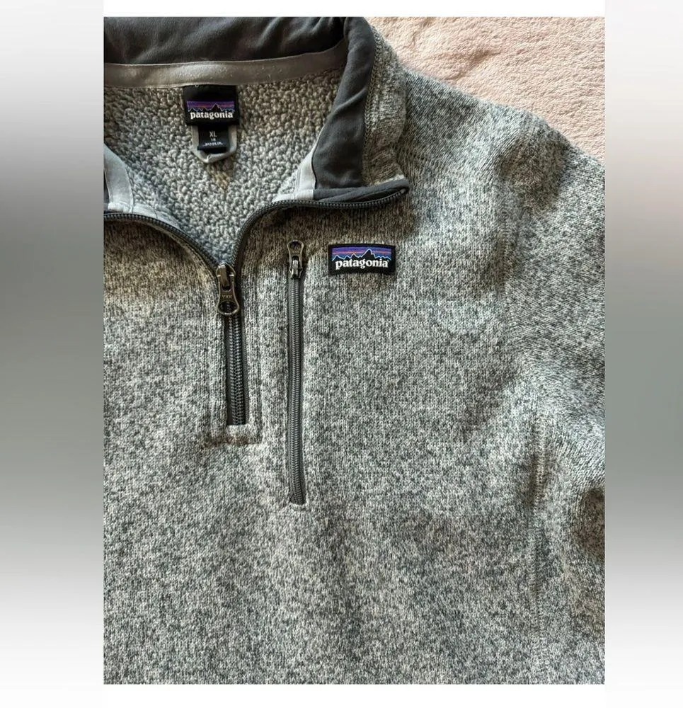 PATAGONIA Girls Better Sweater 1/4 Zip Fleece‎ Pullover Heather Gray Size XL 14 - Image 4