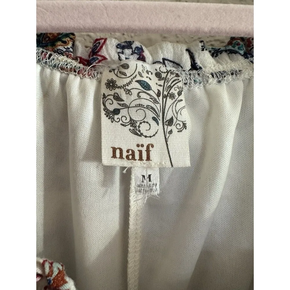 Naif Shift Dress Medium Floral Off Shoulder Peasant Boho Lined Flowy Girly Fairy - Image 3