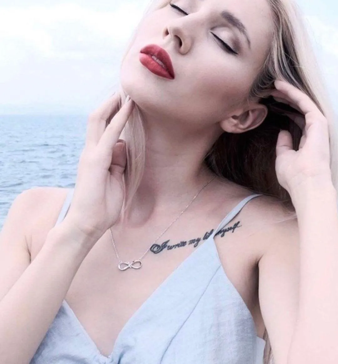 S925 Sterling Silver / Rose Gold Dainty Infinity Rose Flower Shaped Pendant Necklace - Image 4