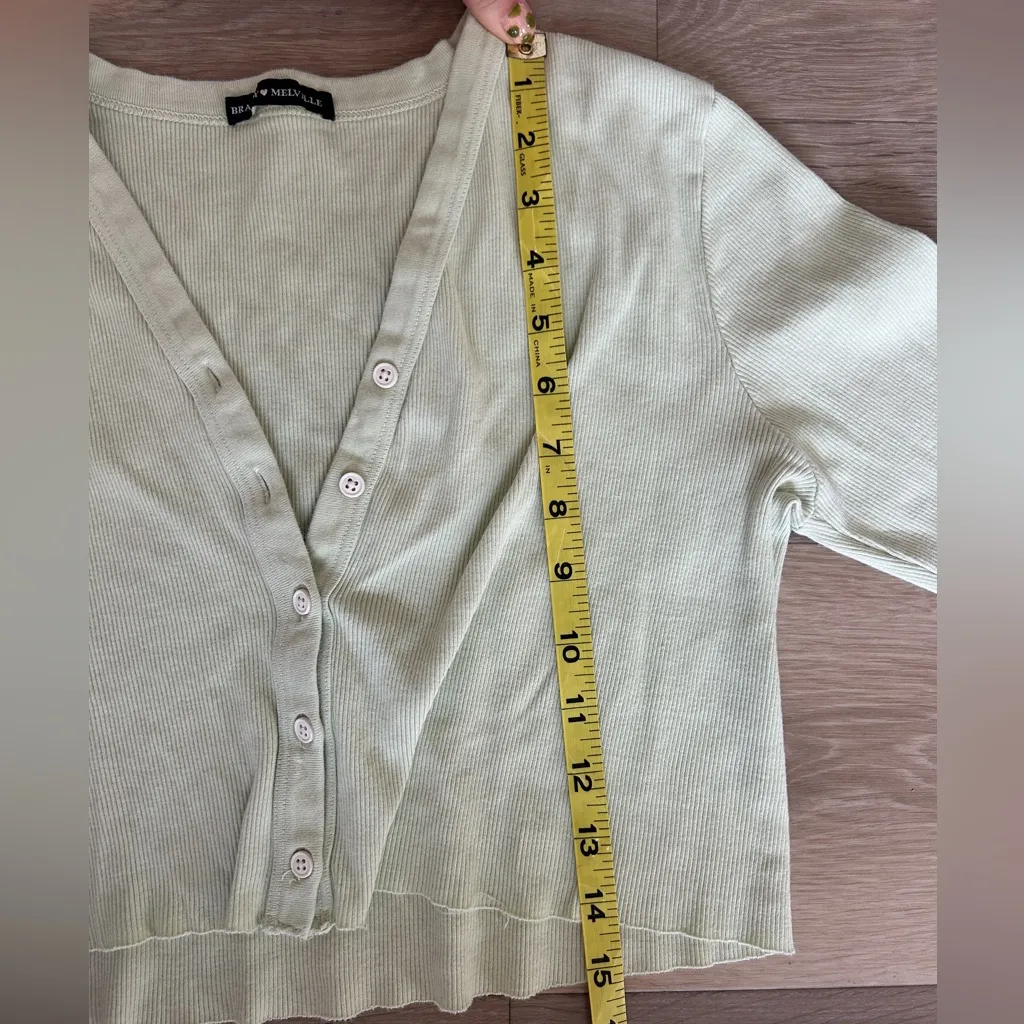 Brandy Melville  Light Green Cropped Cardigan - Image 5