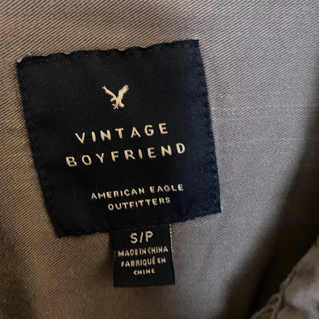 American Eagle Womens Vintage Boyfriend Button Up Shirt S Small Gray Long Sleeve - Image 2