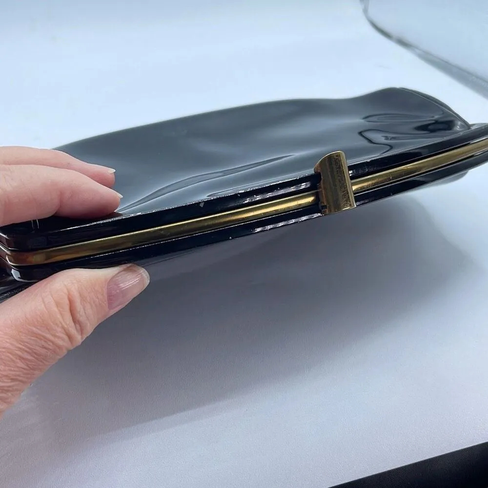 Vintage G.D.K. faux black patent leather two sided clutch - Image 3
