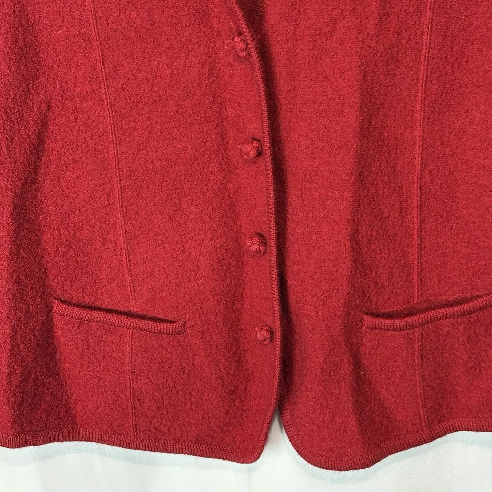 Lands End Red 100% Boiled Wool Button Up Vest Womens Size 16P Vintage Hong Kong - Image 2