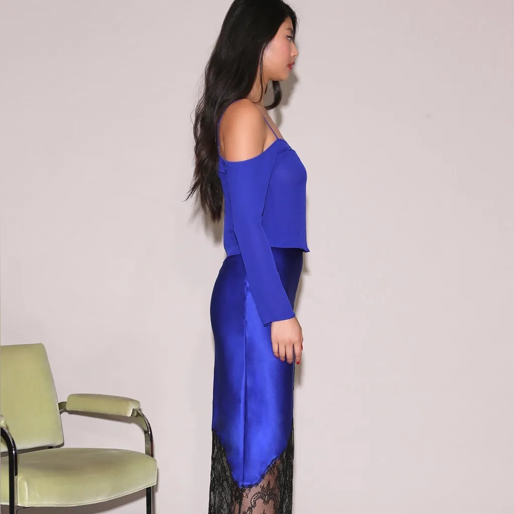 Fleur Du Mal Georgette Cold Shoulder Top, Electric Blue, Size XS, NWT Blue - Image 3