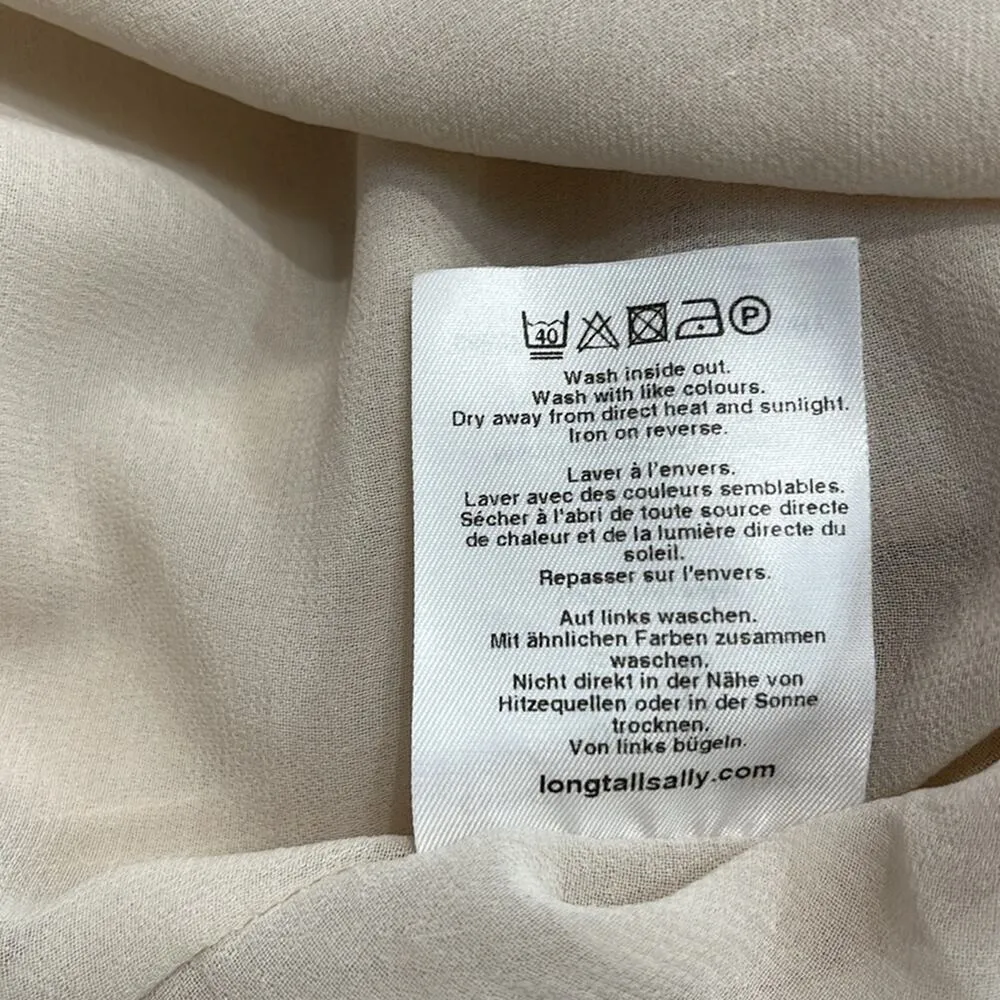 Long Tall Sally Sheer Beige Sleeveless Top W/Peter Pan Collar Size 14 - Image 5