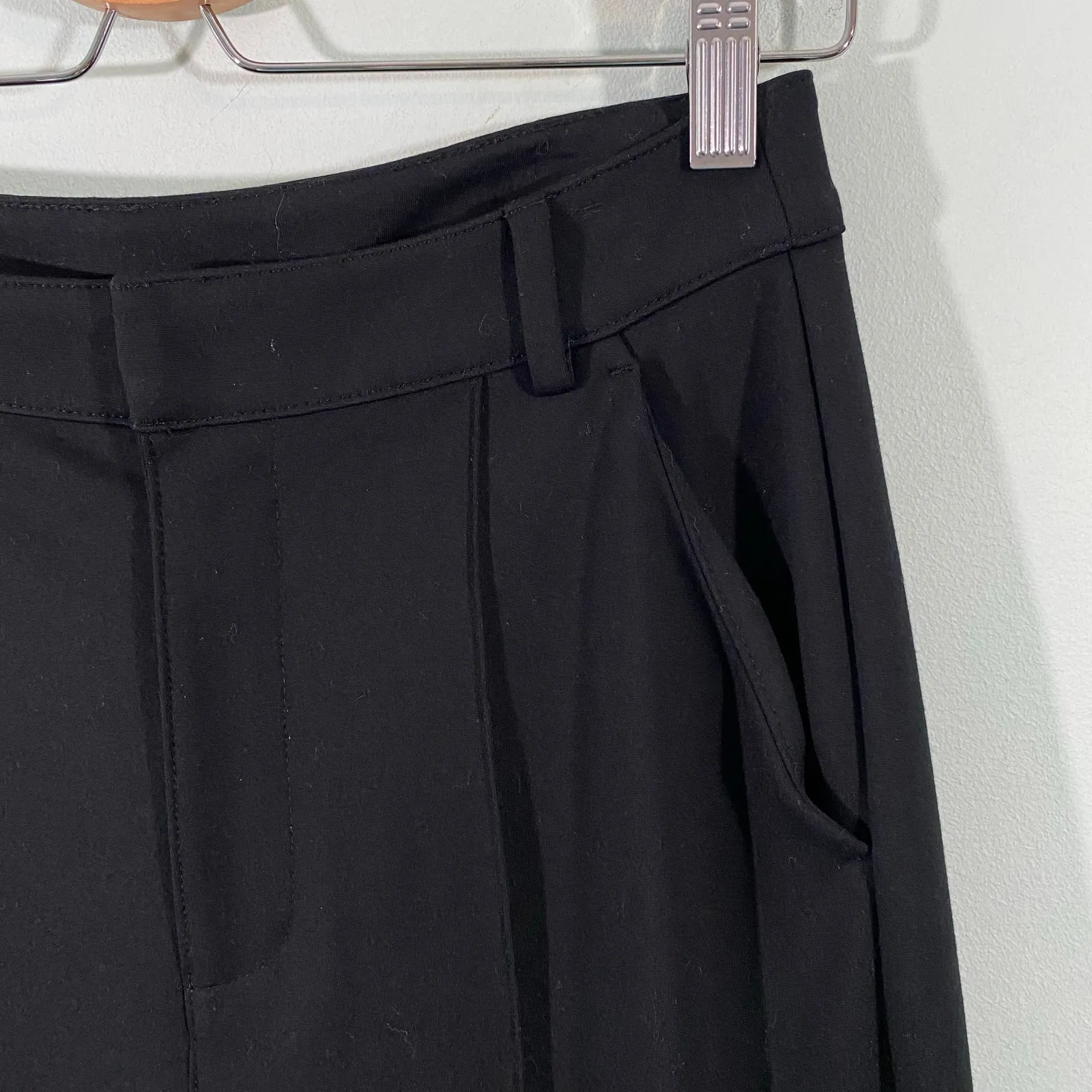 Bar III Women Black Seam Front High Waist Wide Leg Pants Size M Business Work - Image 5