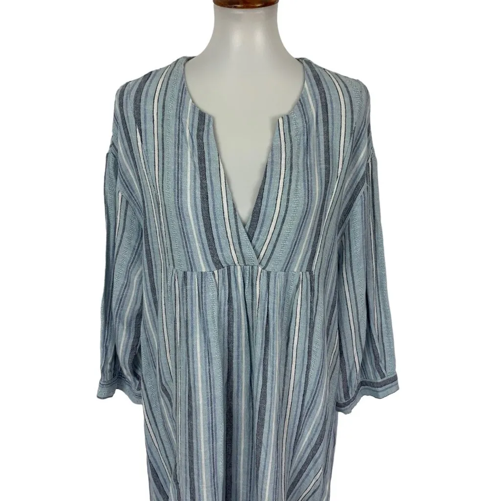 Marissa Olivia Blue Striped Dress XL Short Sleeve Coastal Preppy Nautical Resort - Image 2