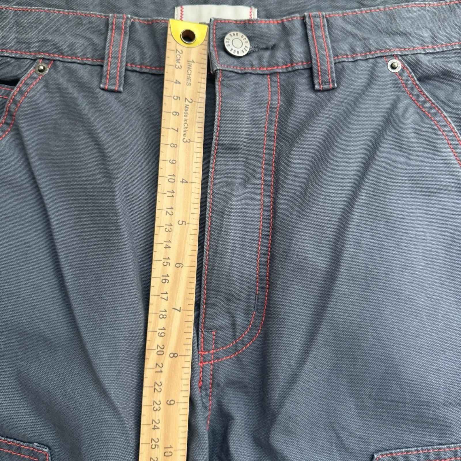 BDG Urban Outfitters Gray Red Stitch Straight Carpenter Pants Cotton 28 - Image 11