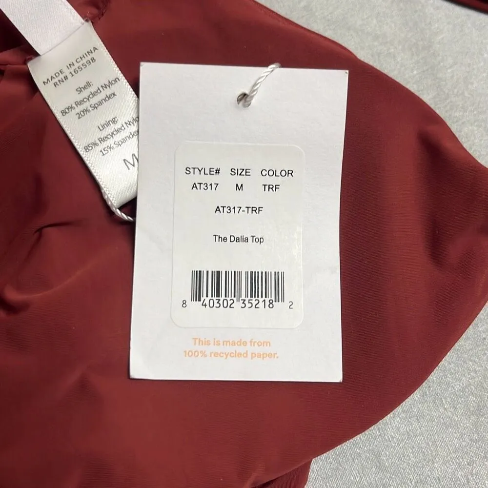 Andie Swim The Dalia Bikini Top Burgundy Gold Clasp Adjustable Padded Medium NWT - Image 11