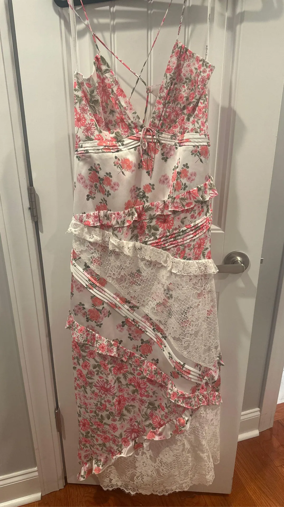 For Love & Lemons Dress Rosalyn Maxi Pink Women’s Large - Image 3