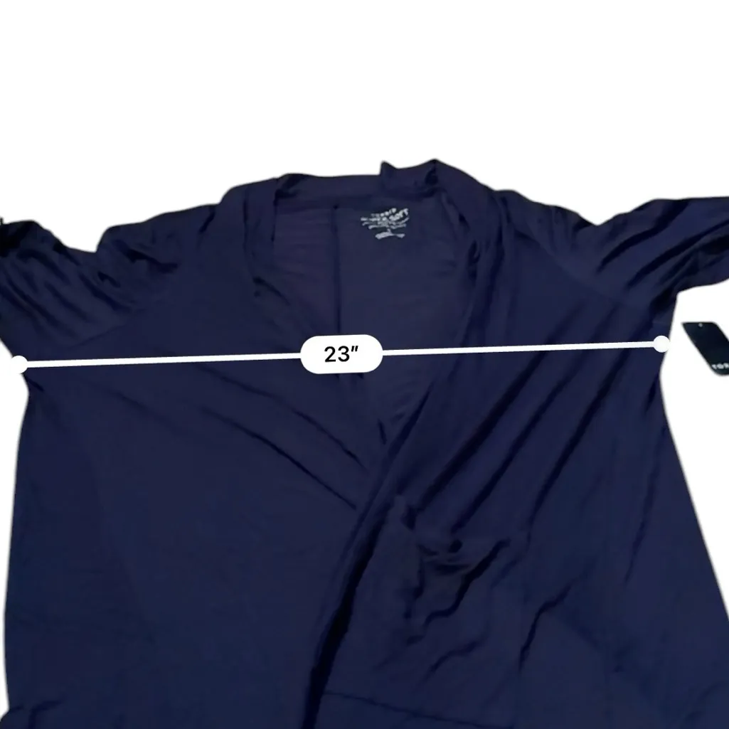 Torrid Super Soft Knits Dark Blue Ruched Long Sleeve Open Cardigan‎ Sz 3X NEW - Image 4