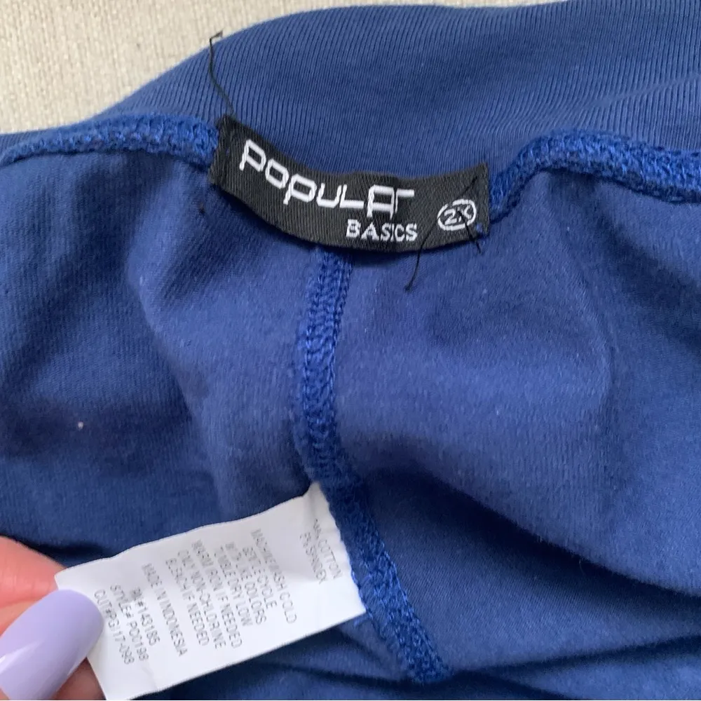 Popular Basics Blue Stretch Leggings Size 2X - Image 2