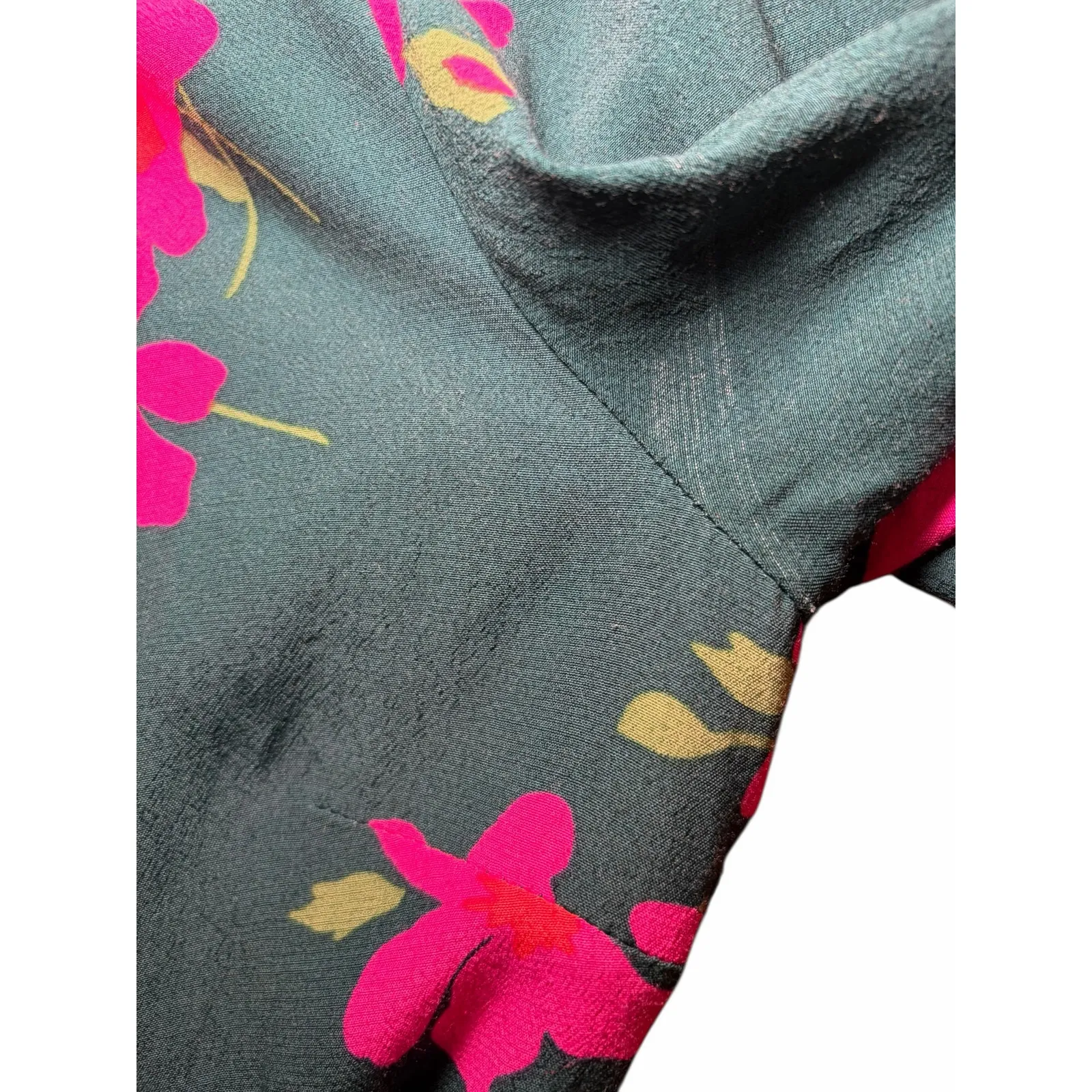 Boden Women US 6 Mara Bramble Belted Floral‎ Hunter Green Pink Long Sleeve Dress - Image 5