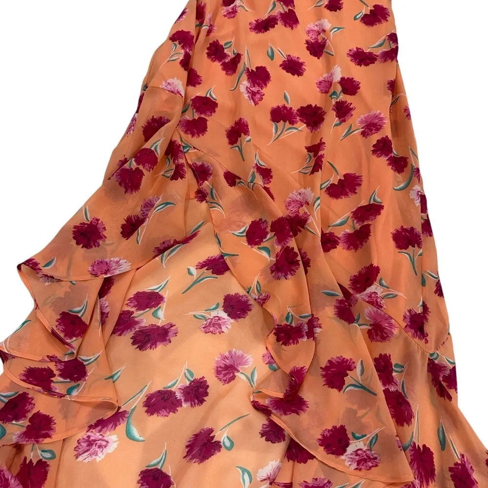 Lulu’s Bloom Forever Coral Orange Floral Print Ruffled High-Low Dress - Image 6