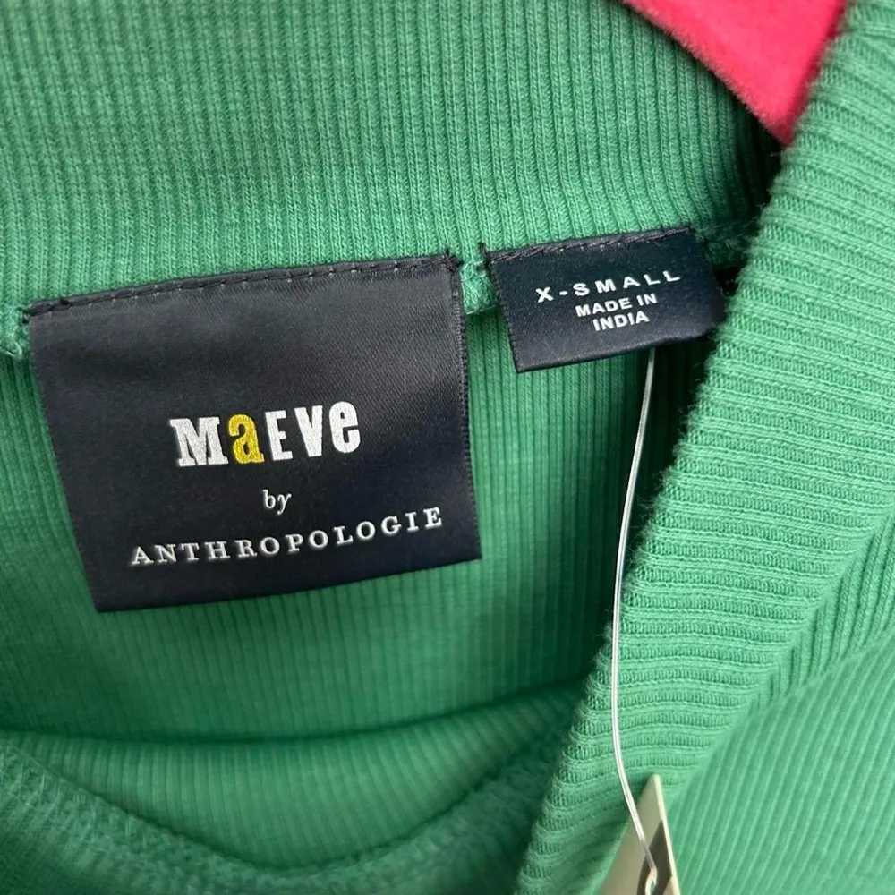 NWT Maeve by Anthropologie Green Ribbed Mock Neck Top, XS 💚 - Image 4