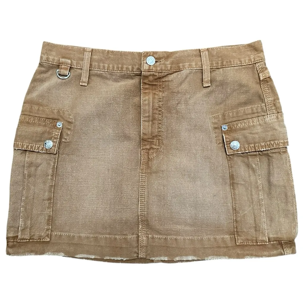 Re/Done Denim Women’s Size 28 Travertino Khaki Brown Cargo Jean Mini Skirt - Image 4