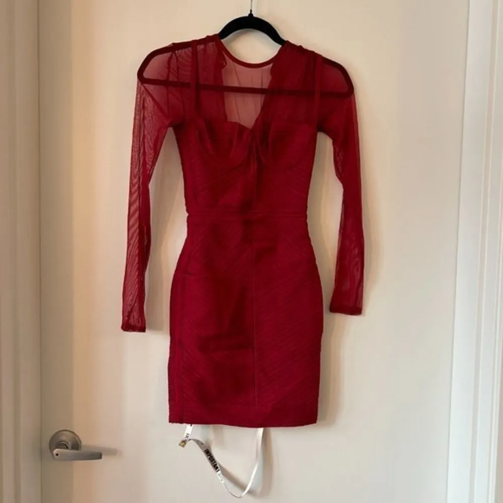 House of CB Noelle Wine Bandage Mesh Dress Size XS NWT - Image 6