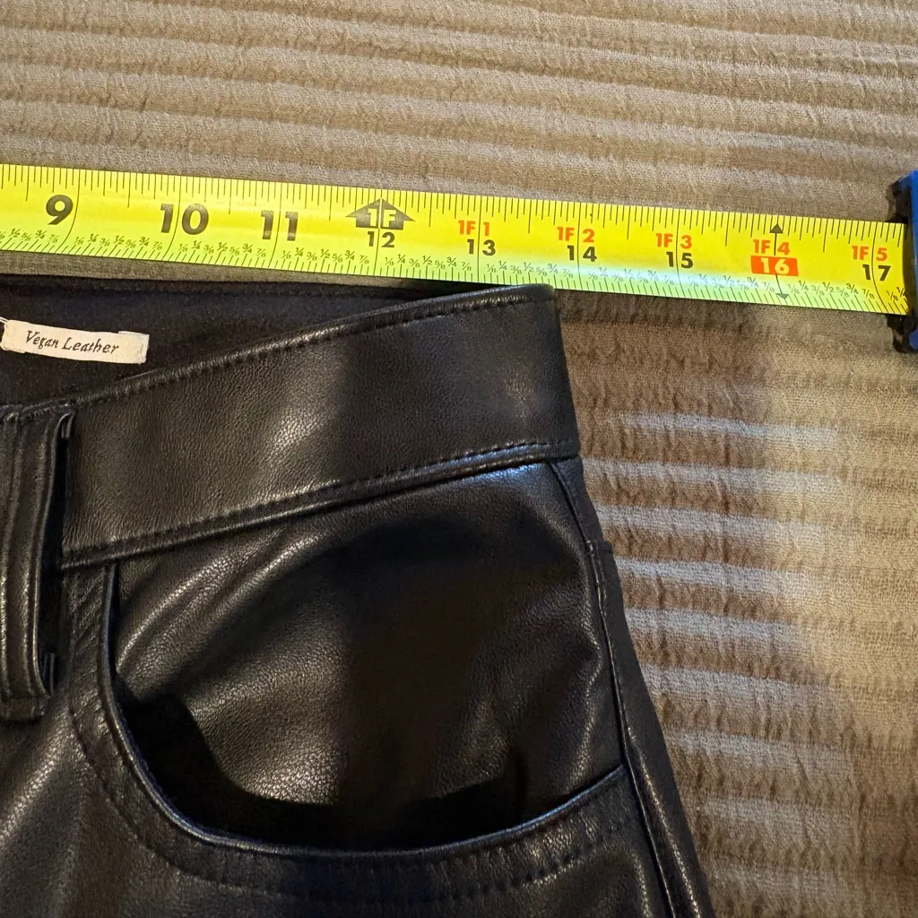 Abercrombie & Fitch The Ankle Straight Ultra High Rise pants black vegan leather - Image 10