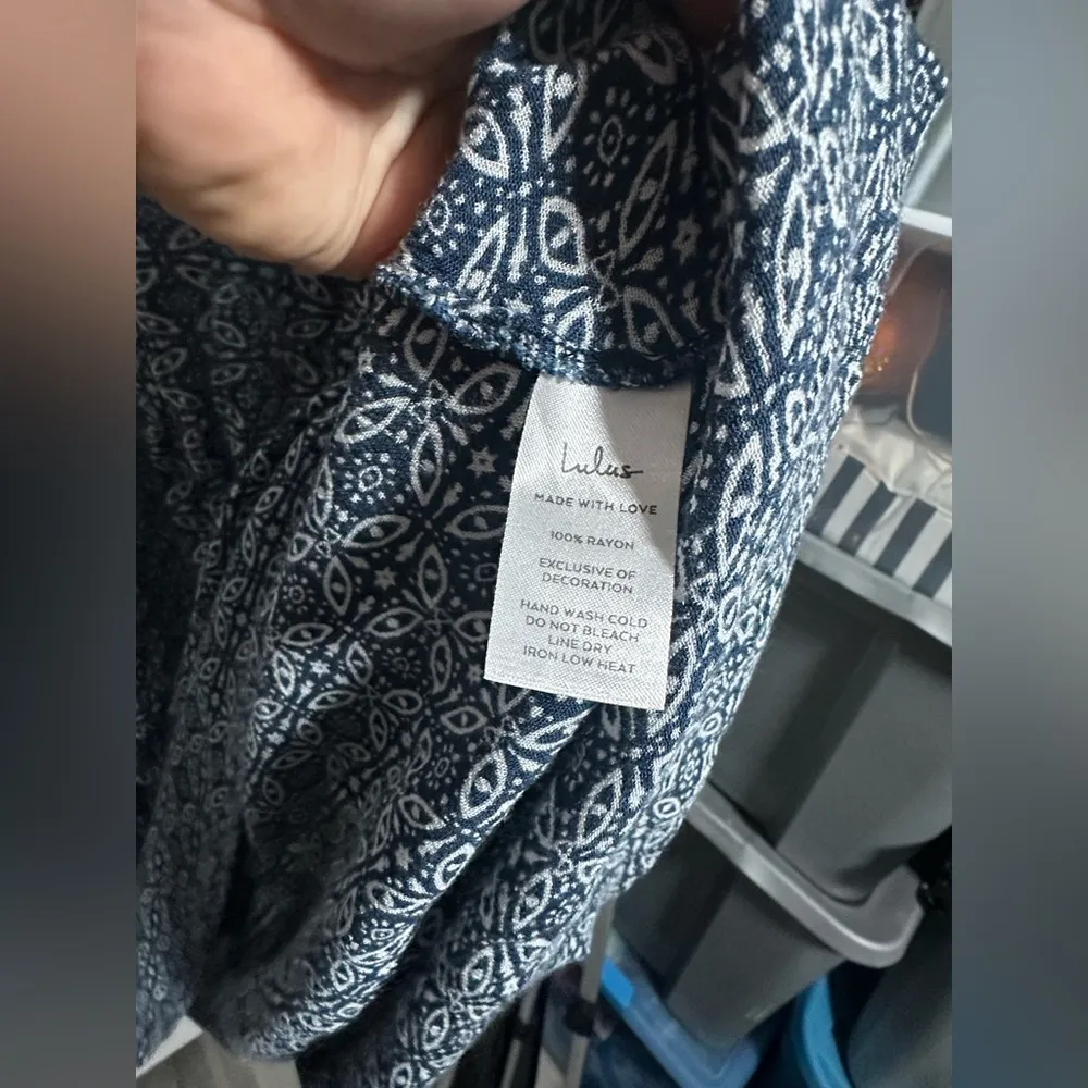 Lulu’s Bohemian Blue & White Women’s Tassle Long Summer Tank Maxi Boho Dress M Size M - Image 8