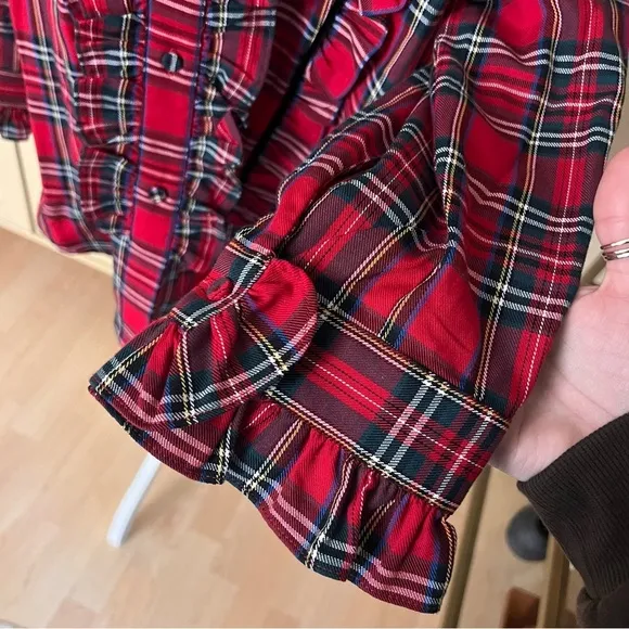 TUCKERNUCK Red Plaid Royal Stewart Tartan Ruffle Reagan Button Size XXL - Image 8