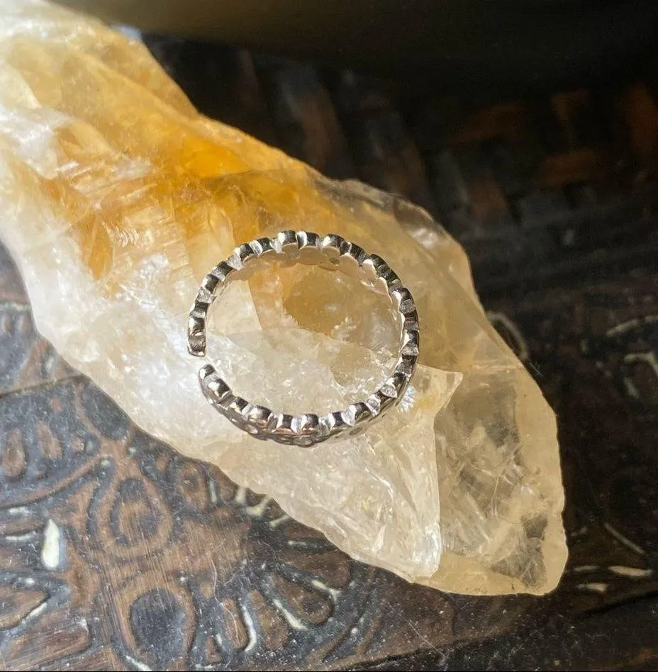 Sterling Silver Flower CZ Band Toe Ring - Image 7