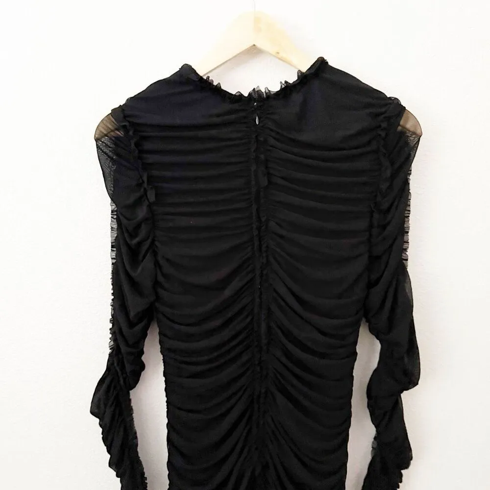NBD x REVOLVE | Las Olas Long Sleeve Mini Dress Ruched Sheer Black Stretch | XL - Image 9