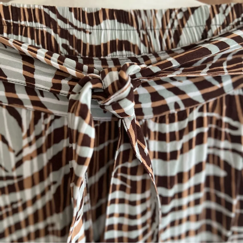 Lascana Patterned Tie Waist Jogger Pants Brown Blue 12 - Image 6