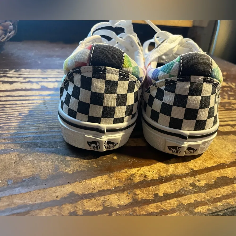 Old Skool Rainbow Black & White Checkerboard Ward Skate Shoe Womens Size 5 - Image 5